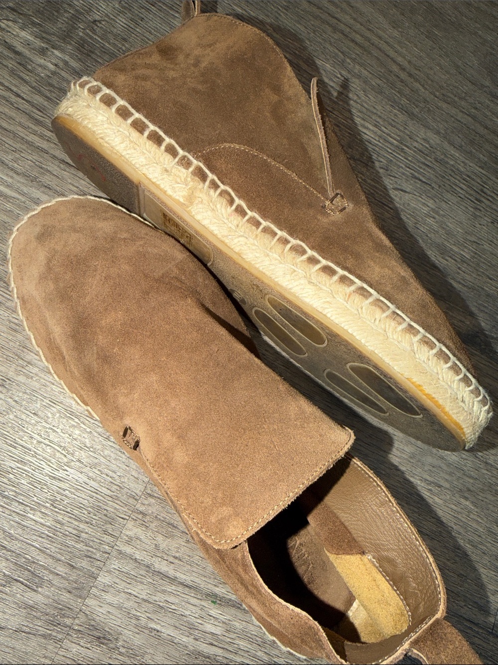 Vince Ronan Suede Espadrille Chukka Booties Brown Taupe Size 7M Made in Spain